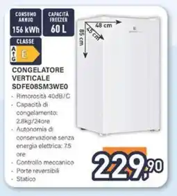 Unieuro CONGELATORE VERTICALE SDFE08SM3WEO offerta