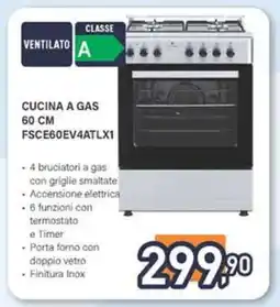Unieuro CUCINA A GAS 60 CM FSCE60EV4ATLX1 offerta