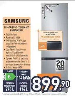 Unieuro SAMSUNG FRIGORIFERO COMBINATO RB38T607BS9 offerta