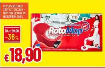Galassia Super5 rotomop 360° kit secchio + mop con frange in microfibra 100% offerta