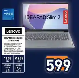 Unieuro Lenovo ideapad slim 3 15IRH8 (83EM004UIX) offerta