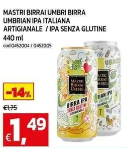 C+C Cash and Carry Mastri birrai umbri birra umbrian ipa italiana artigianale / ipa senza glutine offerta