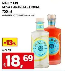 C+C Cash and Carry Malfy gin rosa / arancia / limone offerta