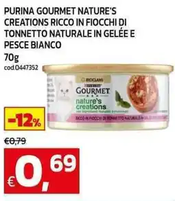 C+C Cash and Carry Purina gourmet nature's creations ricco in fiocchi di tonnetto naturale in gelée e pesce bianco offerta