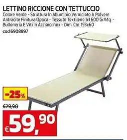 C+C Cash and Carry Lettino riccione con tettuccio offerta