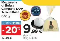 Carrefour Mozzarella di Bufala Campana DOP Terre d'Italia offerta