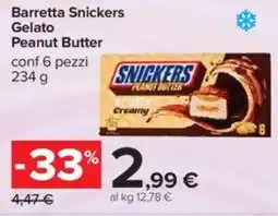 Carrefour Barretta Snickers Gelato Peanut Butter offerta