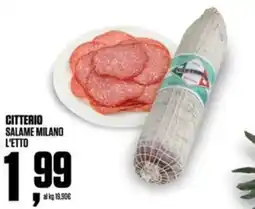 Coop Citterio salame milano l'etto offerta