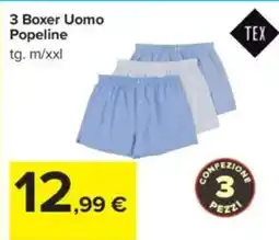Carrefour 3 Boxer Uomo Popeline offerta