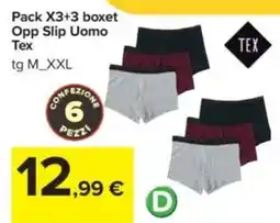 Carrefour Pack X3+3 boxet Opp Slip Uomo Tex offerta
