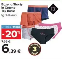 Carrefour Boxer o Shorty in Cotone Tex Basic offerta