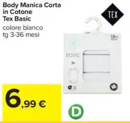 Carrefour Body Manica Corta in Cotone Tex Basic offerta