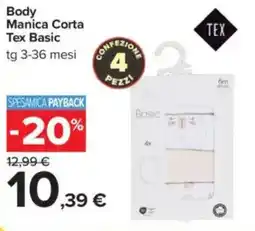 Carrefour Body Manica Corta Tex Basic offerta