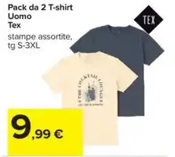 Carrefour Pack da 2 T-shirt Uomo Tex offerta