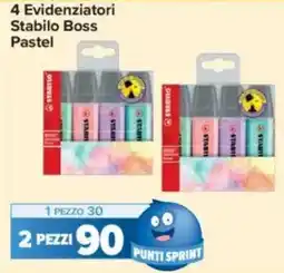 Carrefour 4 Evidenziatori Stabilo Boss Pastel offerta