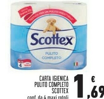 Conad Margherita Carta igienica pulito completo 4 maxi rotoli offerta