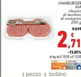 Conad Margherita Classico hamburger con tacchino e rosmarino 200 g(ml) offerta