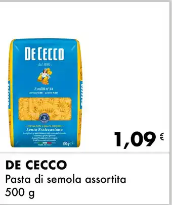 Iper Tosano De cecco pasta di semola assortita offerta