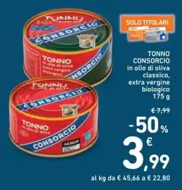 Spazio Conad Τοννο consorcio in olio di oliva classico, extra vergine biologico offerta