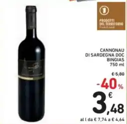 Spazio Conad Cannonau di sardegna doc bingias offerta