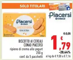 Conad Biscotto ai cereali Conad Piacersi offerta