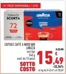 Conad CAPSULE CAFFÈ A MODO MIO LAVAZZA offerta