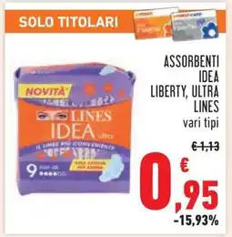 Conad ASSORBENTI IDEA LIBERTY, ULTRA LINES offerta