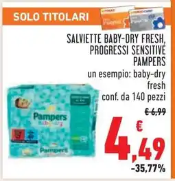 Conad SALVIETTE BABY-DRY FRESH, PROGRESSI SENSITIVE PAMPERS offerta