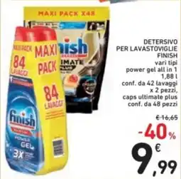Spazio Conad Detersivo per lavastoviglie finish vari tipi power gel all in 1 offerta