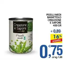 Qui Discount Piselli medi barattolo creazione e sapore offerta
