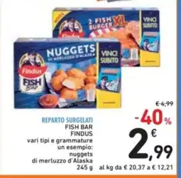 Spazio Conad Reparto surgelati fish bar findus vari tipi e grammature un esempio: nuggets di merluzzo d'alaska offerta