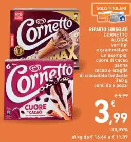 Spazio Conad Reparto surgelati cornetto algida vari tipi e grammature un esempio: cuore di cacao offerta