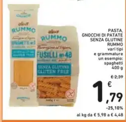 Spazio Conad Pasta, gnocchi di patate senza glutine rummo vari tipi offerta