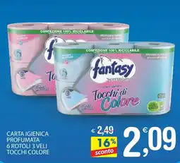 Carta igienica profumata 6 rotoli 3 veli tocchi colore