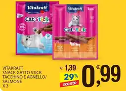Qui Discount Vitakraft snack gatto stick tacchino e agnello/ salmone offerta