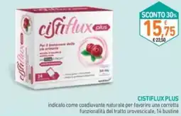 Spazio Conad Cistiflux plus indicato come coadiuvante naturale per favorire una corretta funzionalità del tratto urovescicale, 14 bustine offerta