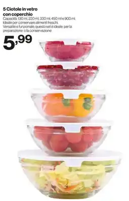 In'S Mercato 5 Ciotole in vetro con coperchio offerta