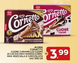 Extra Supermercati Algida cornetto cuore caramello/cuore di cacao/max mango/corn/ € max nocciola e cioccolato offerta