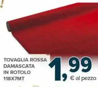 Todis Tovaglia Rossa Damascata in Rotolo 118X7MT offerta
