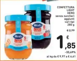 Spazio Conad Confettura light hero senza zuccheri aggiunti vari tipi offerta