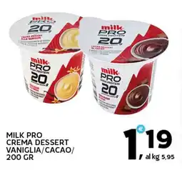 Extra Supermercati Milk pro crema dessert vaniglia/cacao offerta
