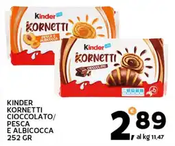 Extra Supermercati Kinder kornetti cioccolato/ pesca e albicocca offerta