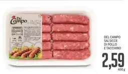 Supermercati Piccolo Del campo salsicce di pollo e tacchino offerta
