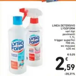 Linea detersivo lysoform vari tipi pavimenti trigger superfici