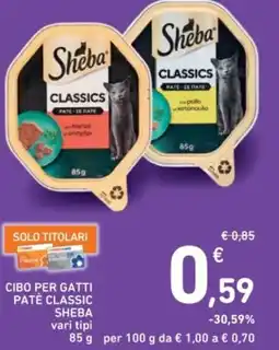 Spazio Conad Cibo per gatti pate classic sheba vari tipi offerta