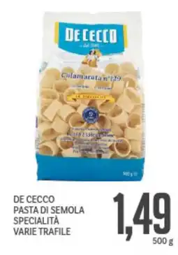 Supermercati Piccolo De cecco pasta di semola specialità varie trafile offerta