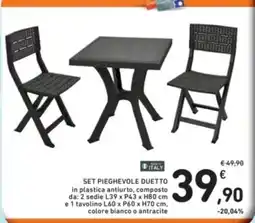 Spazio Conad Set pieghevole duetto in plastica antiurto, composto offerta