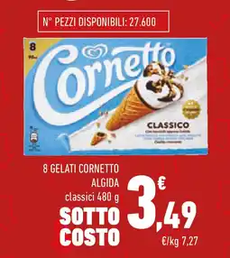 Conad 8 gelati cornetto ALGIDA classici offerta