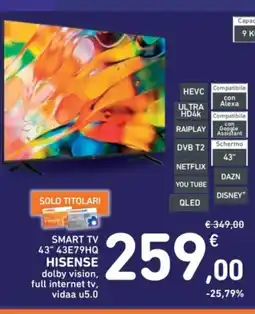 Spazio Conad Smart tv 43" 43e79hq hisense offerta