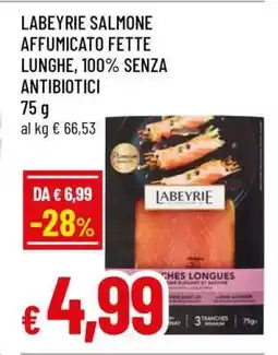 Famila LABEYRIE SALMONE AFFUMICATO FETTE LUNGHE, 100% SENZA ANTIBIOTICI offerta